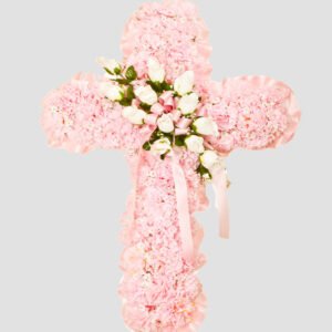 Cruz Funeraria Clavel Rosa